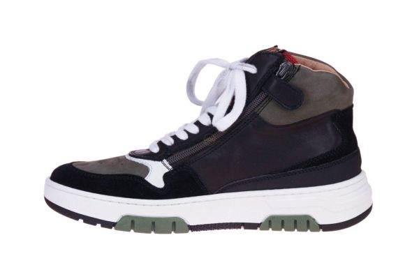 Romagnoli Kaki-Zwarte Hoge Sneaker  (1920-268) - MerkenOutlet