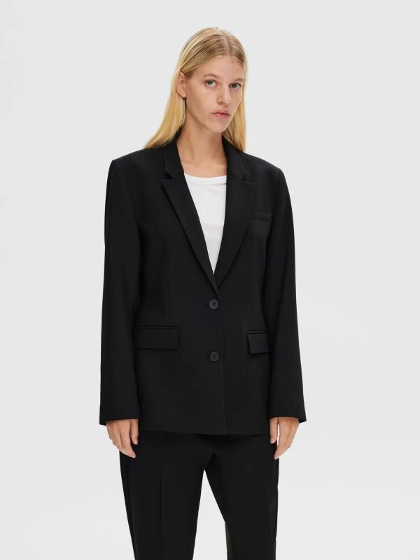 Selected Femme Rita LS Classic Blazer Black  (16074076-black) - MerkenOutlet