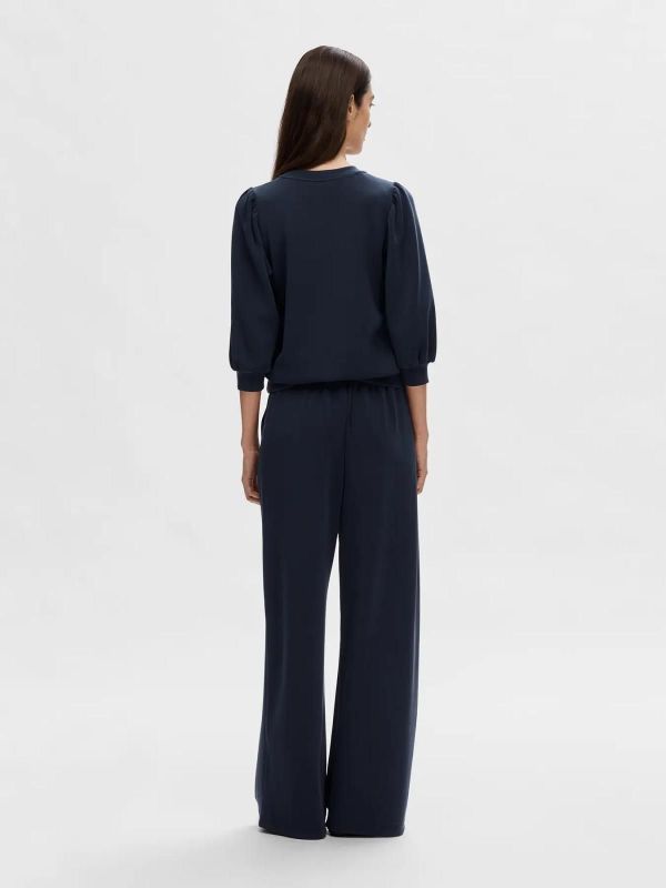 Selected Femme Tenny 3/4 Sweat Top Noos Dark Sapphire  (16082379 dark sapphire) - MerkenOutlet