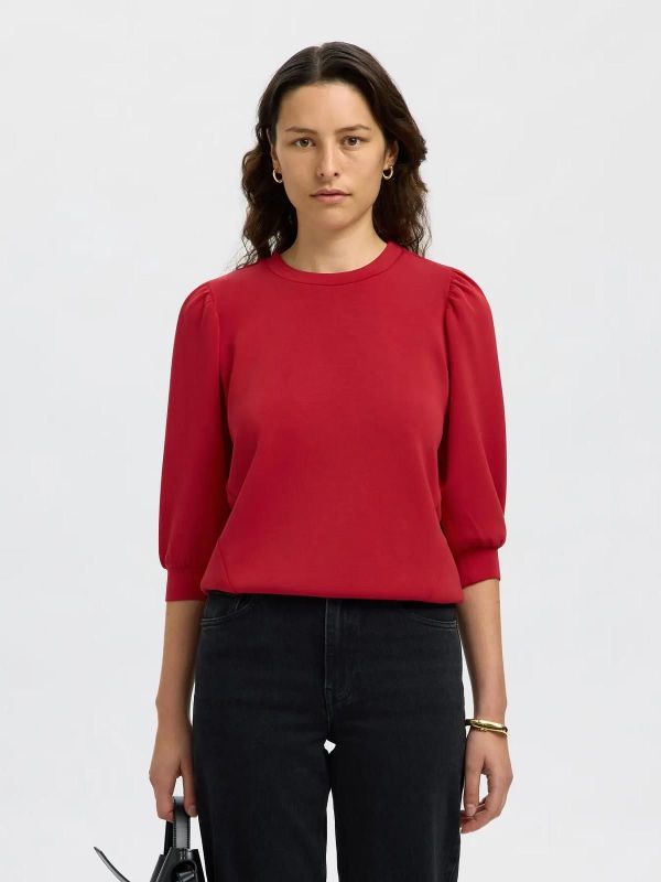 Selected Femme Tenny 3/4 Top Equstrian Red  (16082379 equestrian red) - MerkenOutlet