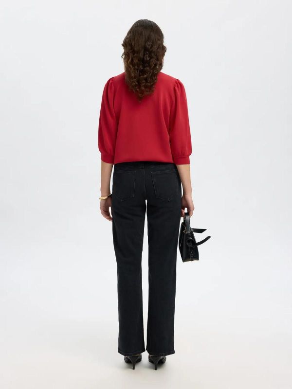 Selected Femme Tenny 3/4 Top Equstrian Red  (16082379 equestrian red) - MerkenOutlet