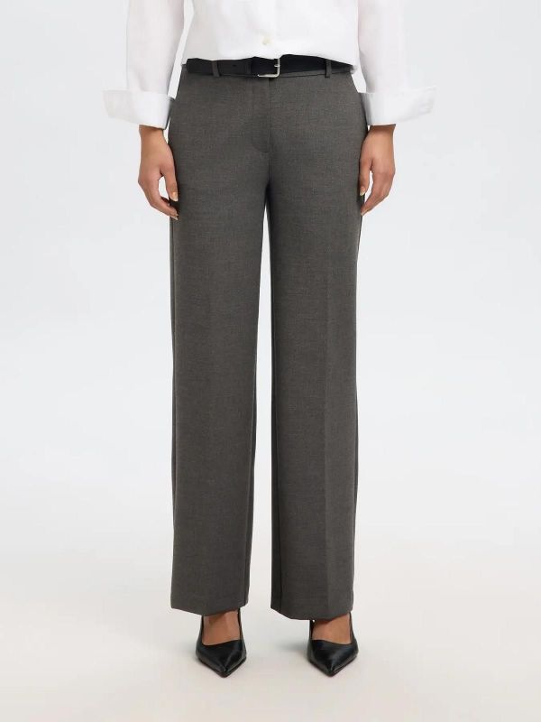 Selected Femme Rita MW Wide Pant Dark Grey Melange  (16089909 dark grey) - MerkenOutlet