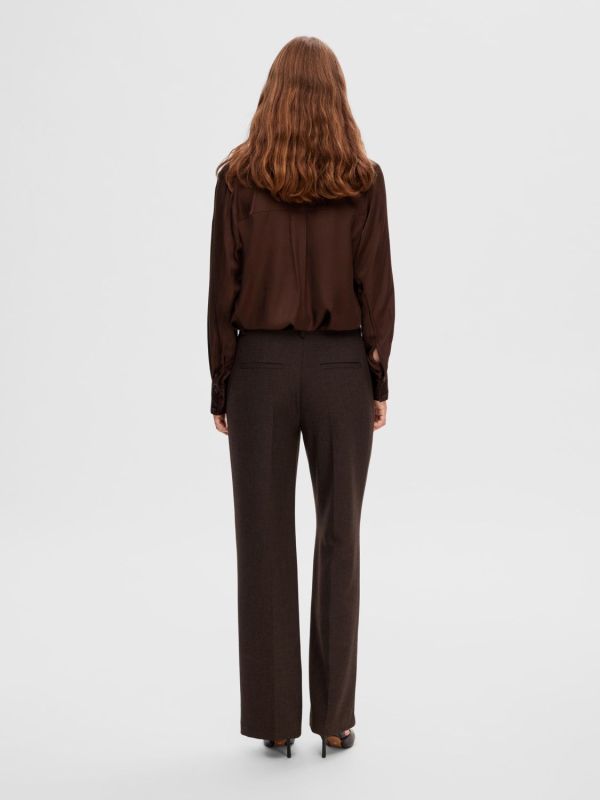 Selected Femme Maribell LS Satin Top Java  (16091022-java) - MerkenOutlet