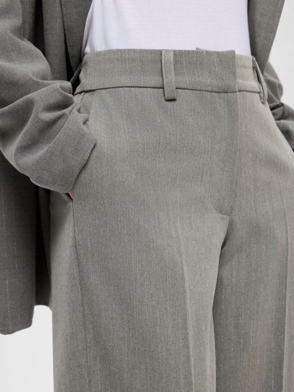 Selected Femme Doa-Polina MW Straight Pant Dark Grey Mealnge  (16092070-DARK GREY) - MerkenOutlet