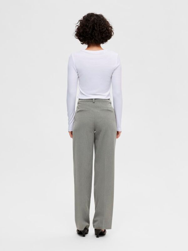 Selected Femme Doa-Polina MW Straight Pant Dark Grey Mealnge  (16092070-DARK GREY) - MerkenOutlet