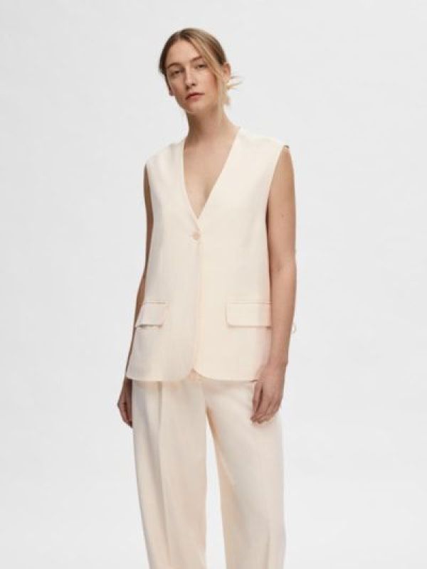 Selected Femme Selfina Vest Birch  (16092870 birch) - MerkenOutlet