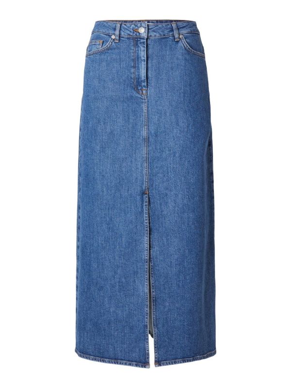Selected Femme Bella HW Maxi Marine Skirt Medium Blue Denim  (16093037-medium blue denim) - MerkenOutlet