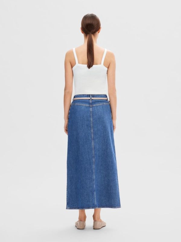 Selected Femme Bella HW Maxi Marine Skirt Medium Blue Denim  (16093037-medium blue denim) - MerkenOutlet