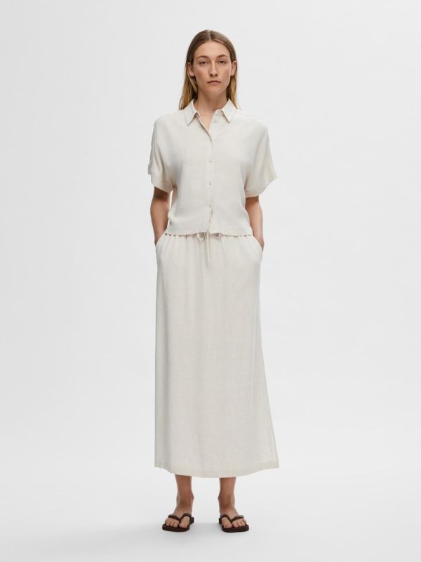 Selected Femme Viva HW Ankle Skirt Sandshell  (16093930-sandshell) - MerkenOutlet