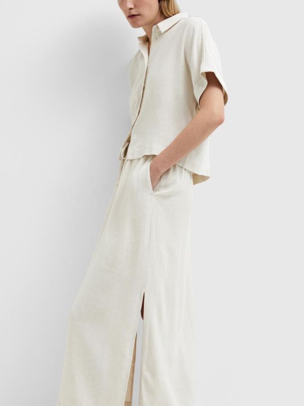 Selected Femme Viva HW Ankle Skirt Sandshell  (16093930-sandshell) - MerkenOutlet
