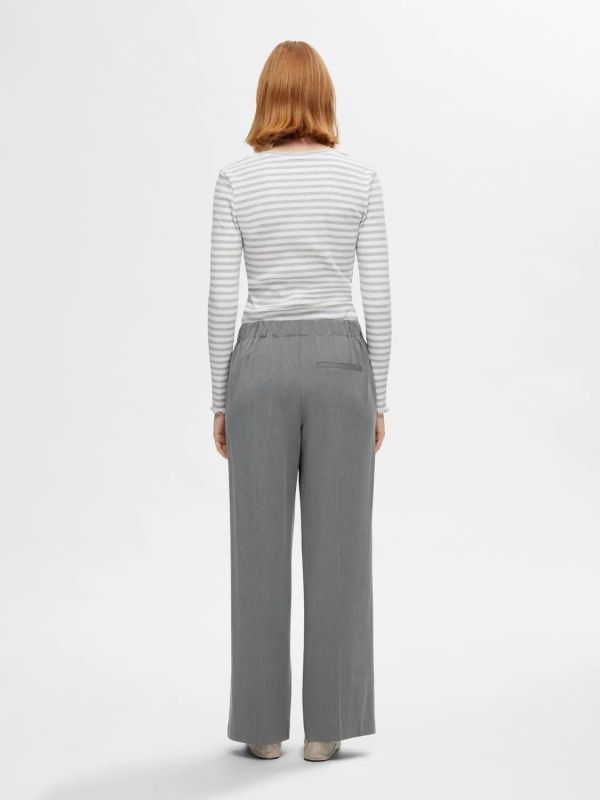 Selected Femme Emma-Tara MW Wide Pant Light Grey Melange  (16094122 light grey melange) - MerkenOutlet