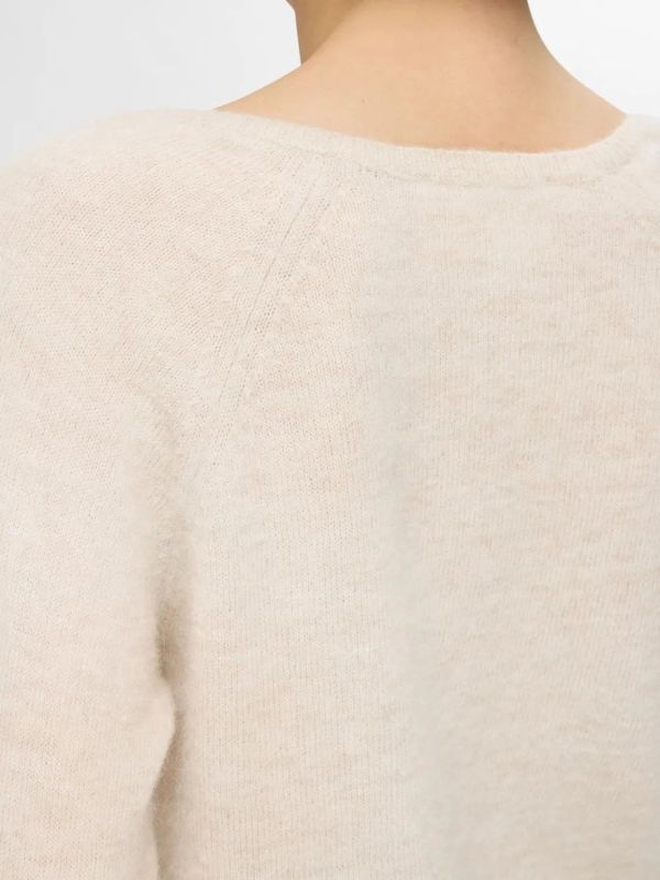 Selected Femme Lulu New Knit V-Neck Birch Melange  (16094268 birch) - MerkenOutlet