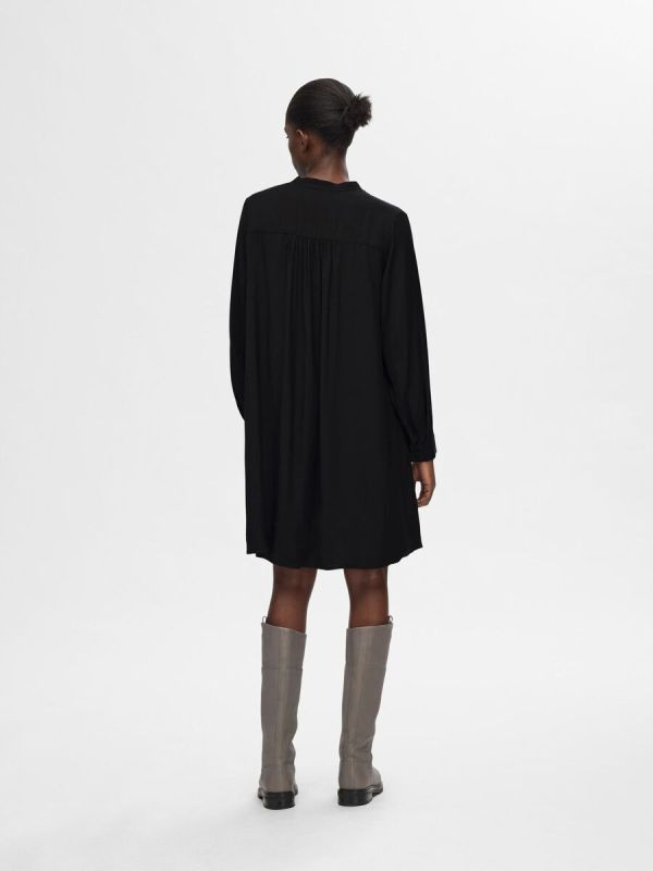 Selected Femme Maddi LS V-Neck Short Dress Black  (16094307 black) - MerkenOutlet