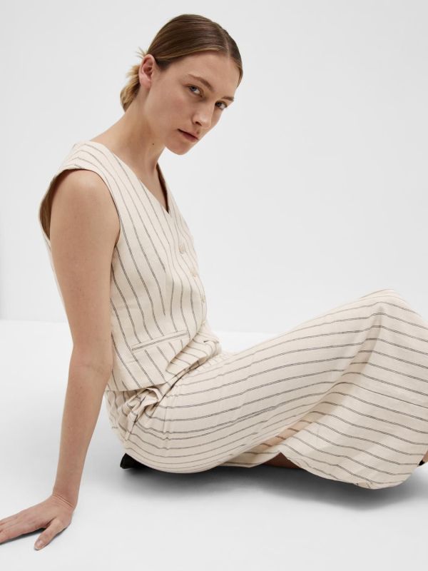 Selected Femme Hilda HW Pencil Skirt Pin Stripe Sandshell  (16094336 sandshell) - MerkenOutlet