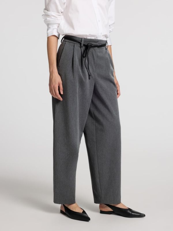 Selected Femme Piya Hw Barrel Pant Dark Grey Detail Melange  (16094933 dark grey) - MerkenOutlet