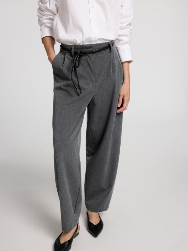 Selected Femme Piya Hw Barrel Pant Dark Grey Detail Melange  (16094933 dark grey) - MerkenOutlet