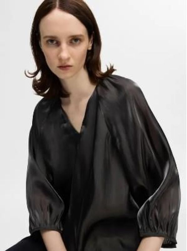 Selected Femme Arina 3/4 V-Neck Top Black  (16095006 black) - MerkenOutlet