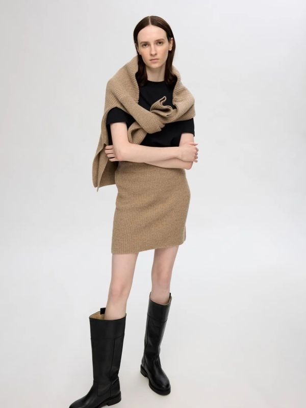 Selected Femme Mary Short Knit Skirt Irish Cream  (16095429 irish cream) - MerkenOutlet