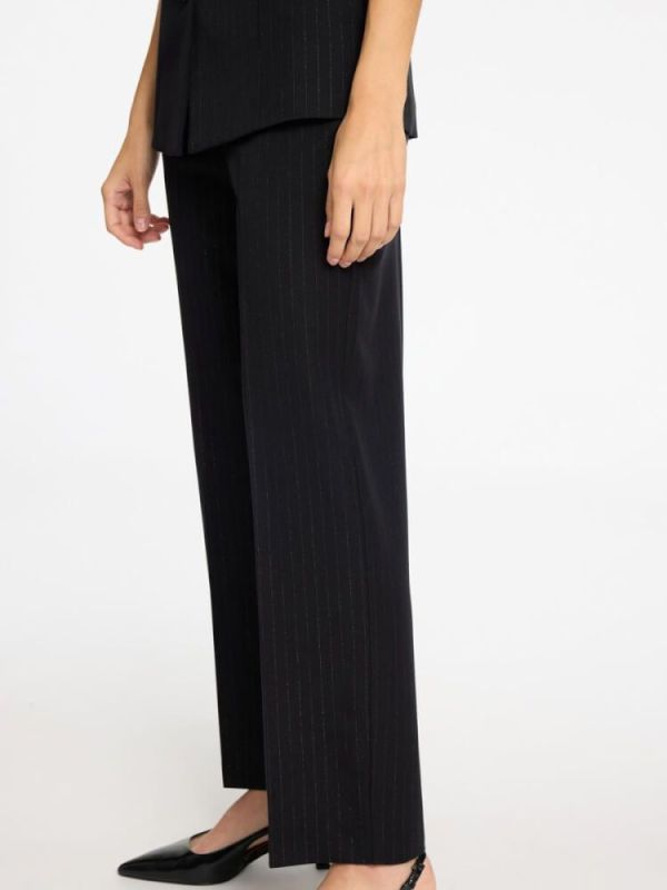 Selected Femme Feli-Rita MW Wide Pant Black Silver Stripes  (16095751 black) - MerkenOutlet