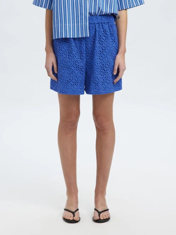 Selected Femme Flaerke HW Wide Broderi ANG Short Dazzling Blue  (16097773 dazzling blue) - MerkenOutlet