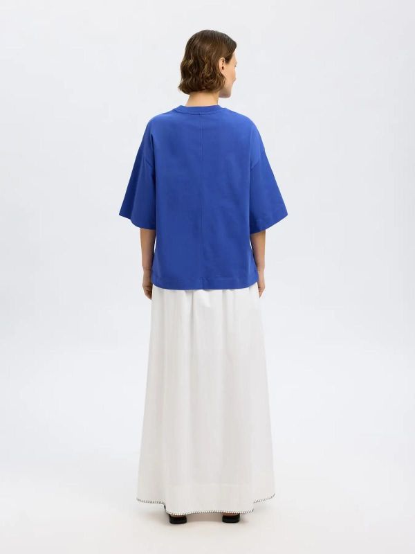 Selected Femme Colwoman 2/4 Oversized Tee Dazzling Blue  (16097896 dazzling blue) - MerkenOutlet