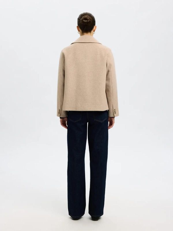 Selected Femme Alma Wool Blend Jacket Sandshell Melange  (16098039 sandshell ) - MerkenOutlet