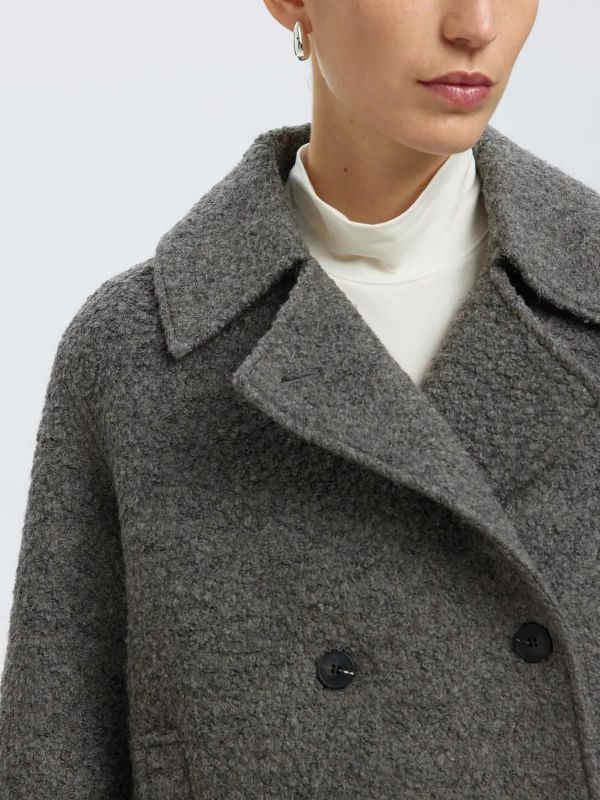 Selected Femme Alma Boucle Wool Blend Jacket Medium Grey Melange  (16098047 medium grey melange) - MerkenOutlet
