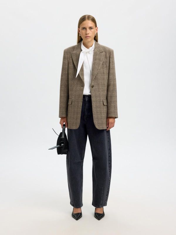 Selected Femme Loose Barrel Ane-Kori MW Jeans Medium Grey Denim  (16099386) - MerkenOutlet