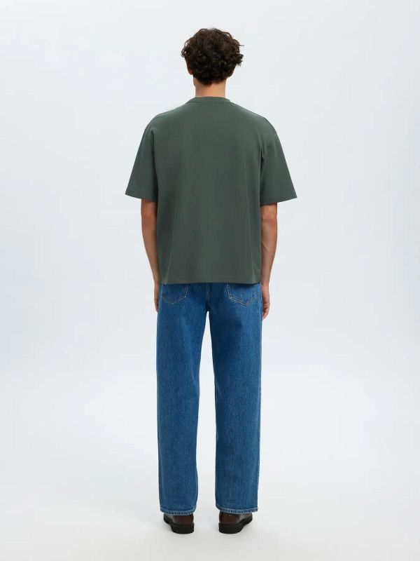 Selected Homme Loose Oscar SS O-Neck Tee Deep Forest  (16094143 deep forest) - MerkenOutlet