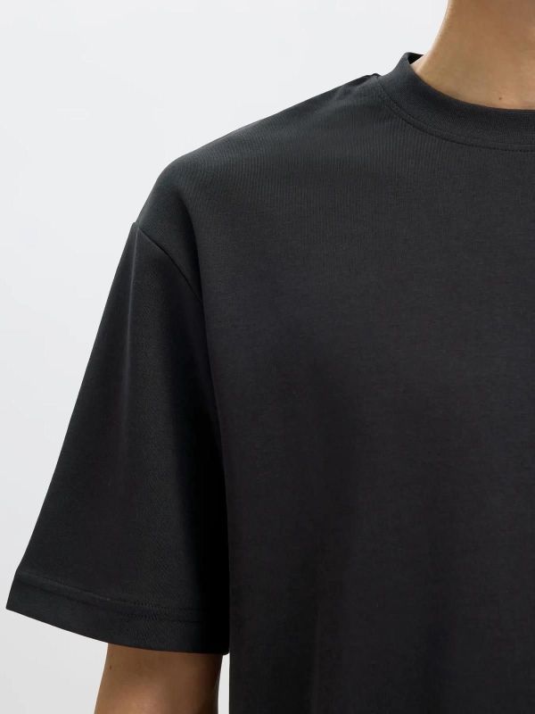 Selected Homme Loose Oscar SS O-Neck Tee Black  (16094143 black) - MerkenOutlet