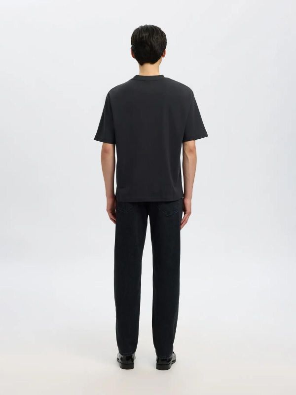 Selected Homme Loose Oscar SS O-Neck Tee Black  (16094143 black) - MerkenOutlet