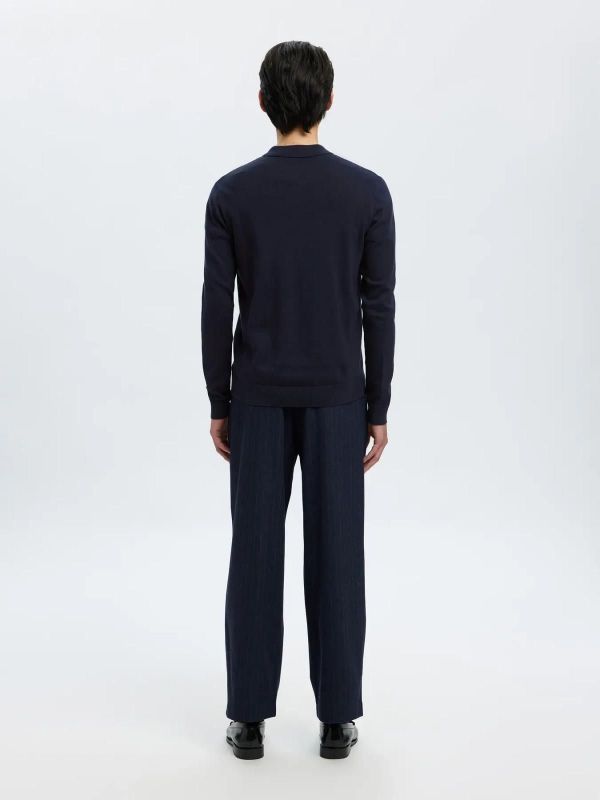 Selected Homme Berg LS Half Zip Polo Navy Blazer Melange  (16094271 navy blazer) - MerkenOutlet