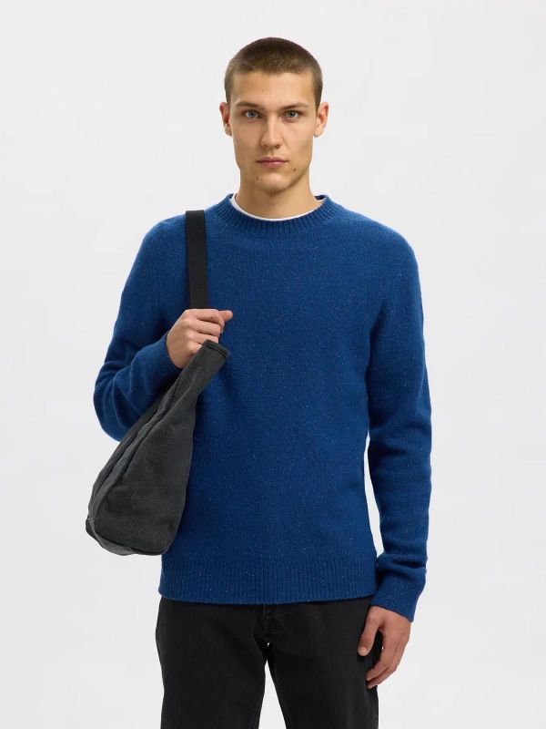 Selected Homme Neil LS Knit Neps Crew Neck Set Sail  (16094644 SET SAIL) - MerkenOutlet