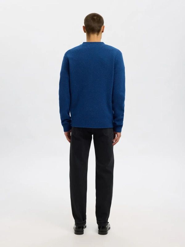 Selected Homme Neil LS Knit Neps Crew Neck Set Sail  (16094644 SET SAIL) - MerkenOutlet