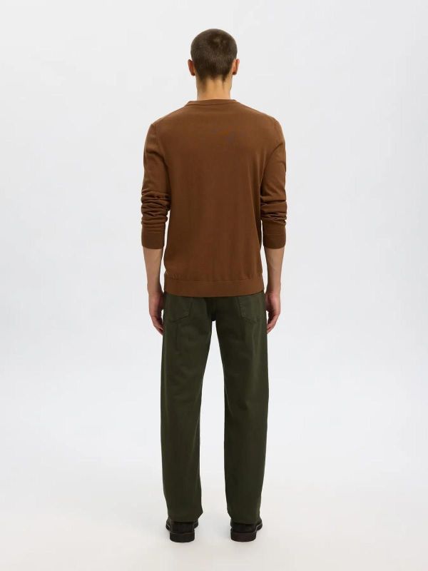 Selected Homme Tray LS Knit Merino Crew Neck Soft Silt  (16094647 soft silt) - MerkenOutlet