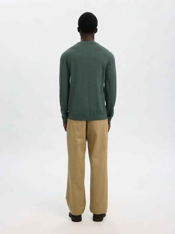 Selected Homme Tray LS Knit Merino Crew Neck Deep Forest  (16094647 deep forest) - MerkenOutlet