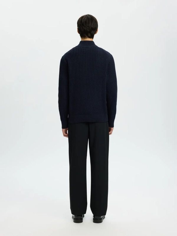 Selected Homme Tom LS Knit Structure Half Zip Sky Captain  (16099208 SKY CAPTAIN) - MerkenOutlet