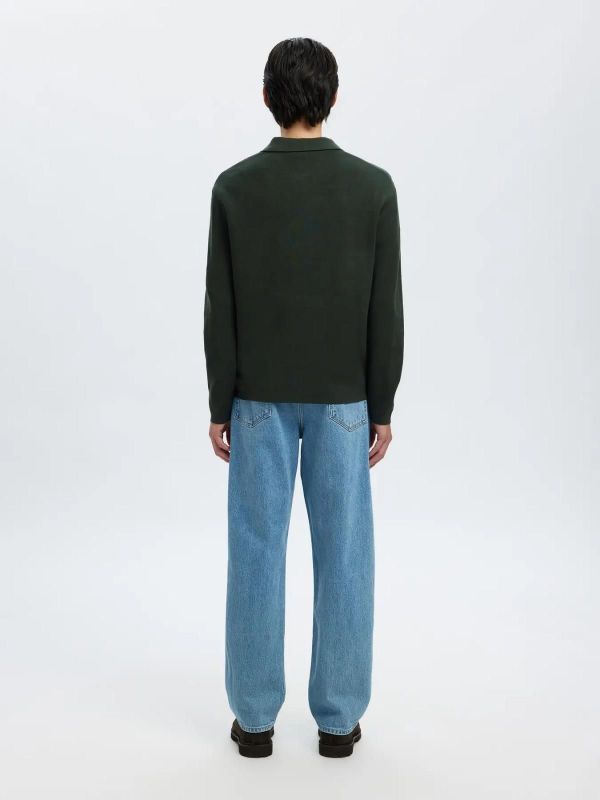 Selected Homme Teller FN Relaxed Half Zip Polo Deep Forest  (16099571 DEEP FOREST) - MerkenOutlet