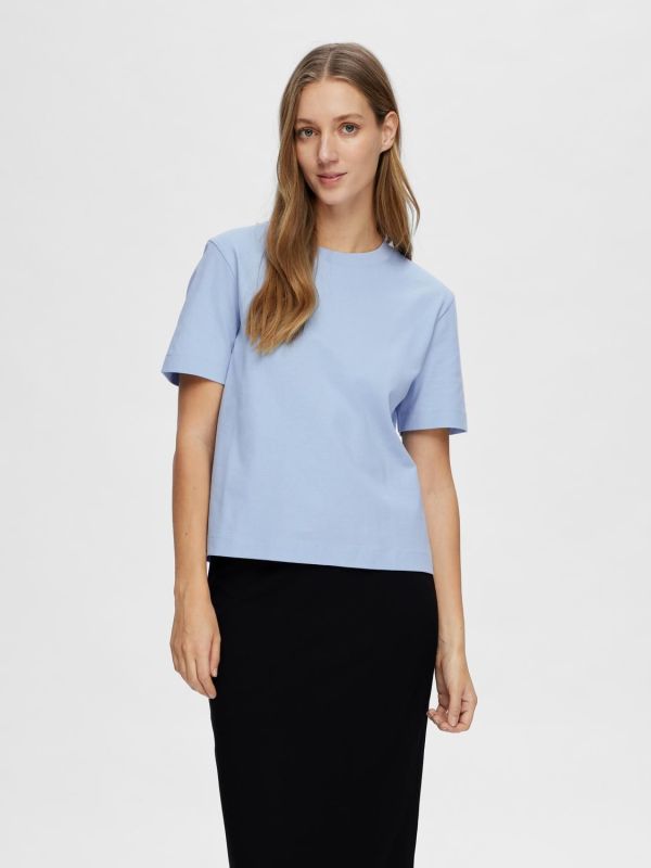 Selected Femme Essential SS Boxy Tee Noos Cashmere Blue  (16087919-CASHMERE BLUE) - MerkenOutlet