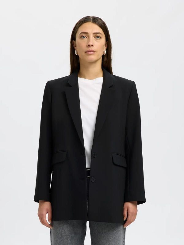 Selected Femme Rita LS Relaxed Blazer Black Noos  (16091541 black) - MerkenOutlet