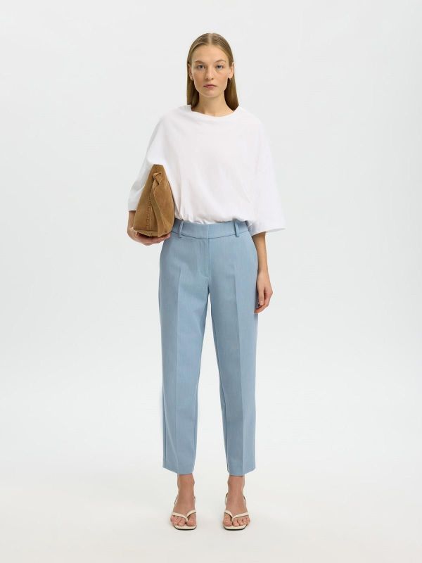SLF Rita-Ria MW Cropped Pant Dust Blue Melange  (16094207 DUSTY BLUE) - MerkenOutlet
