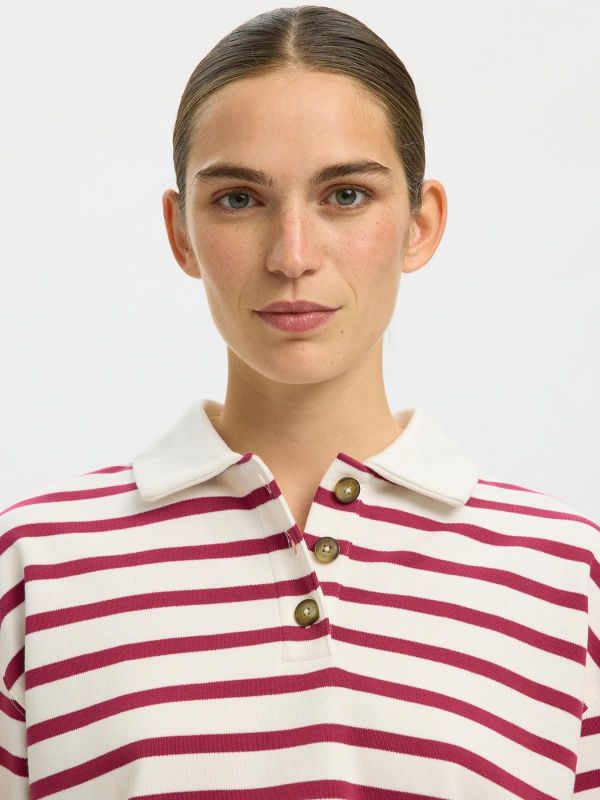 SLF Wada Ls Stripe Collar Top Anemone Stripes Snow White  (16097146 ANEMONE) - MerkenOutlet