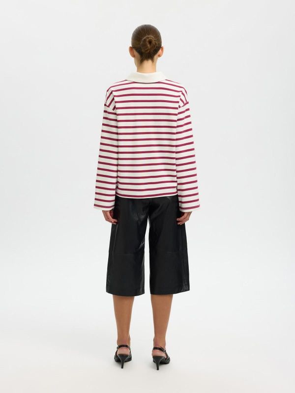 SLF Wada Ls Stripe Collar Top Anemone Stripes Snow White  (16097146 ANEMONE) - MerkenOutlet