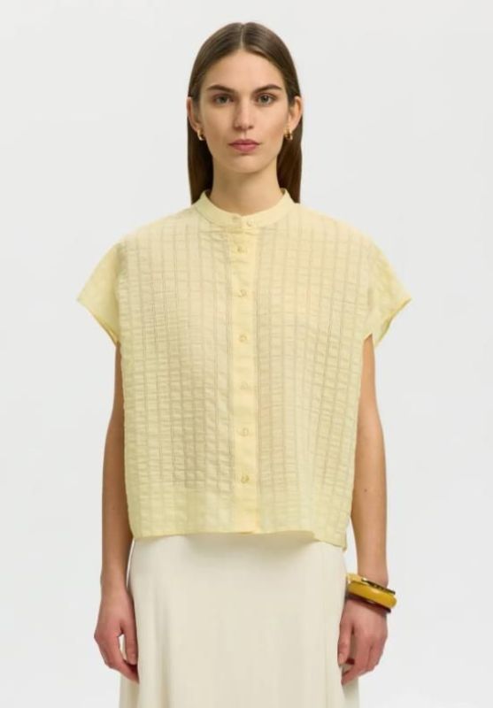 SLW Lilja Oversized SL Check Shirt Italian Straw  (16102697) - MerkenOutlet