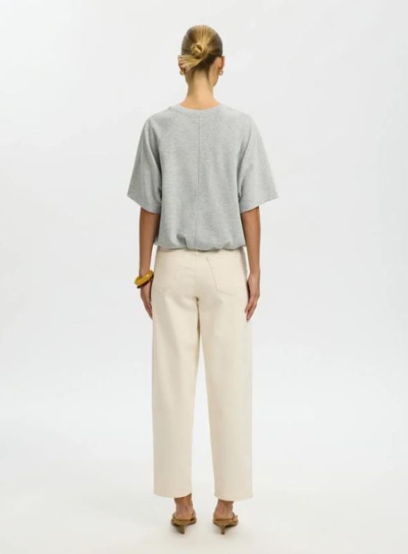 SLF Tabby SS Bubble Sweat Light Grey Melange  (16102861 LIGHT GREY MELANGE) - MerkenOutlet