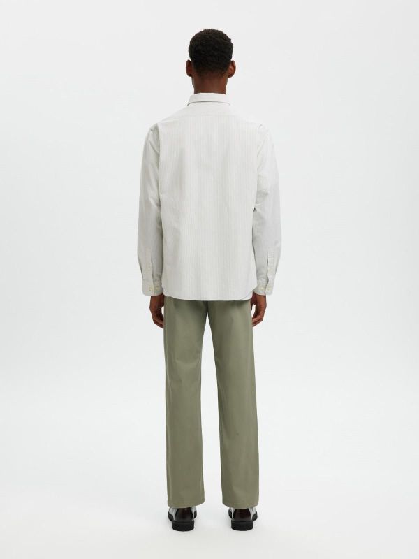 SLM Regcole Rick-Ox Shirt LS Bright White Stripes Aqua Gray  (16077359 BRIGHT WHITE AQUA GRAY) - MerkenOutlet