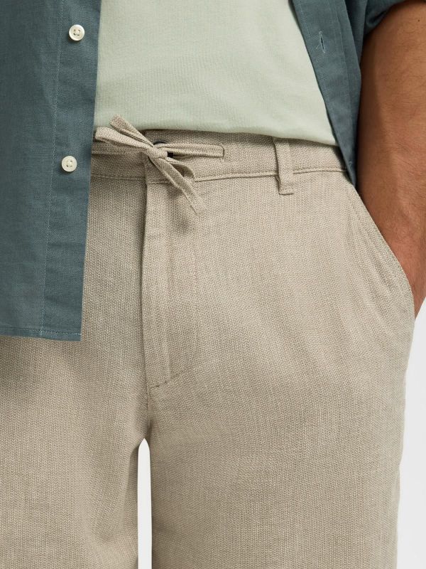 SLH Regular-Brody Linen BLD Shorts Vetiver  (16087638 VETIVER MIXED) - MerkenOutlet