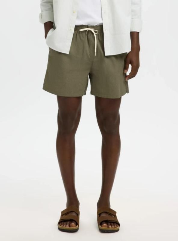 SLH Cooper Seersucker Swimshirts Deep Lichen Green  (16089429 Deep Lichen Green) - MerkenOutlet