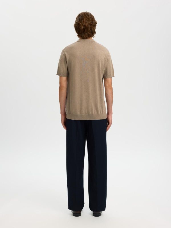 SLM Berg SS Knit Polo Savannah Tan Melange  (16092437 SAVANNAH TAN) - MerkenOutlet