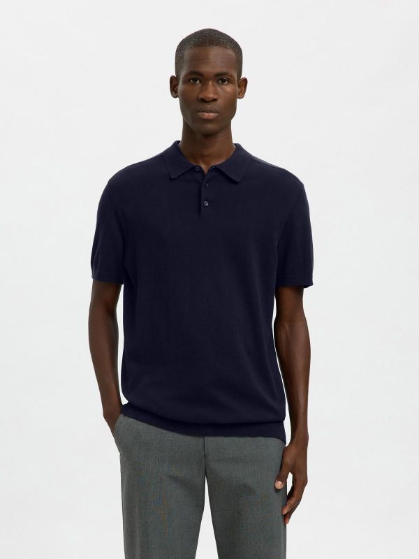 SLM Berg SS Knit Polo Navy Blazer  (16092437 NAVY BLAZER) - MerkenOutlet